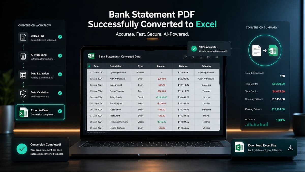 AI-powered reconciliation and financial automation from PDF bank data