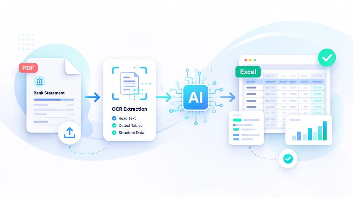 Bank statement conversion process from input to structured output