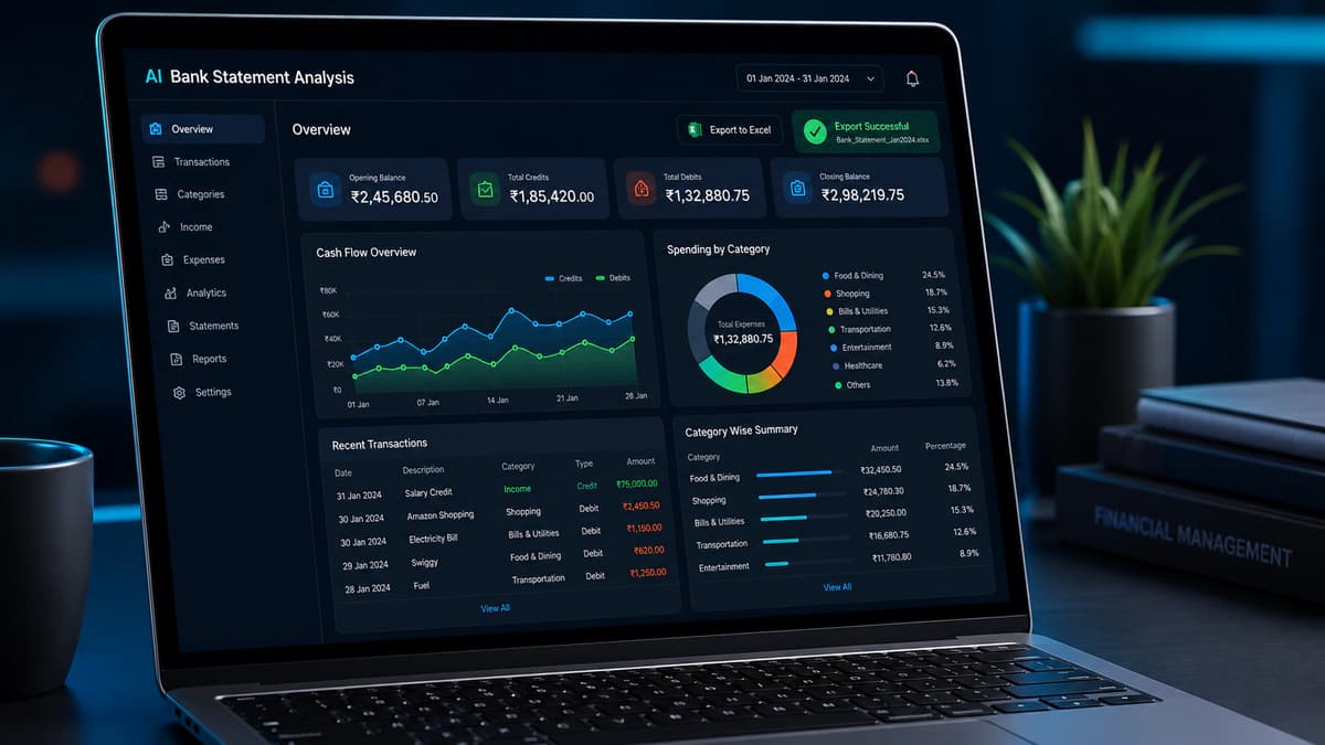 Cash flow reporting and financial trend visualization